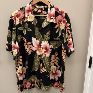 Hawaii Hangover Men's Short Sleeve Hawaiin Shirt Large Button Down Floral Print